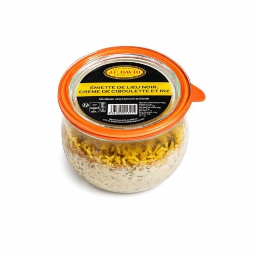 Émietté de Lieu Noir Crème Ciboulette et Rizémietté de lieu noir